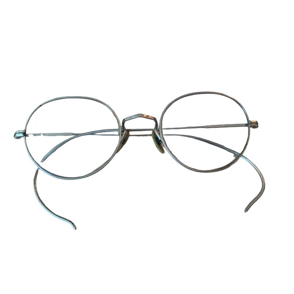 Antique Round Spectacle Gold Wire Rimmed Glasses in Case